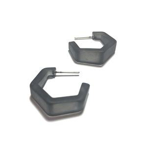 Frosted Vintage Lucite Tapered Hex Hoops Earrings